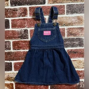 Vintage OshKosh USA denim skirtall overalls dress 3t